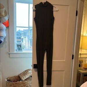 Sleeveless Turtleneck Jumpsuit in Olive Green